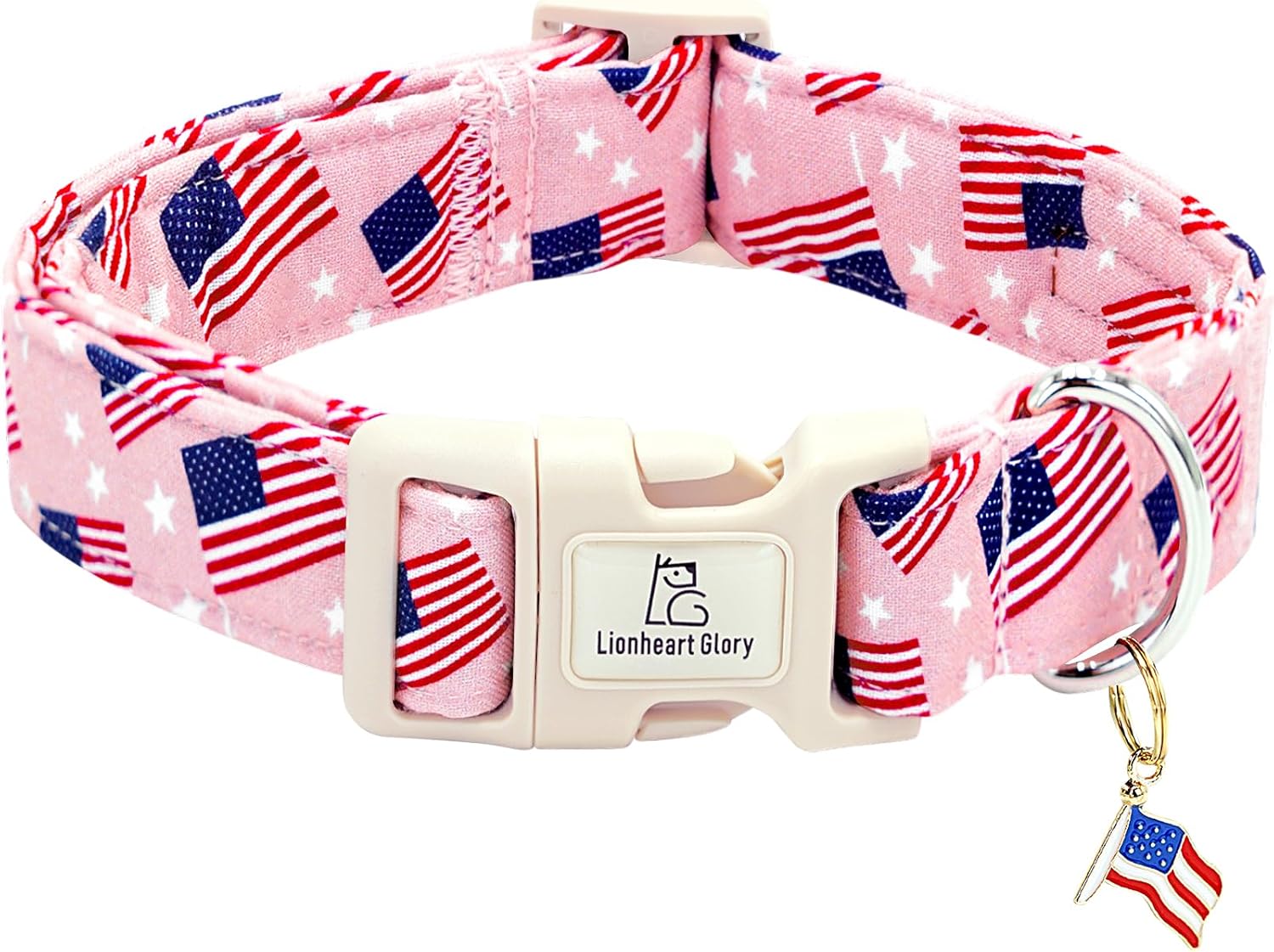 Lionheart Glory American Flag Dog Collar with bow