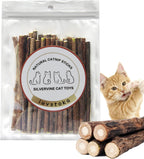 Cat chewing on natural matatabi silvervine stick
