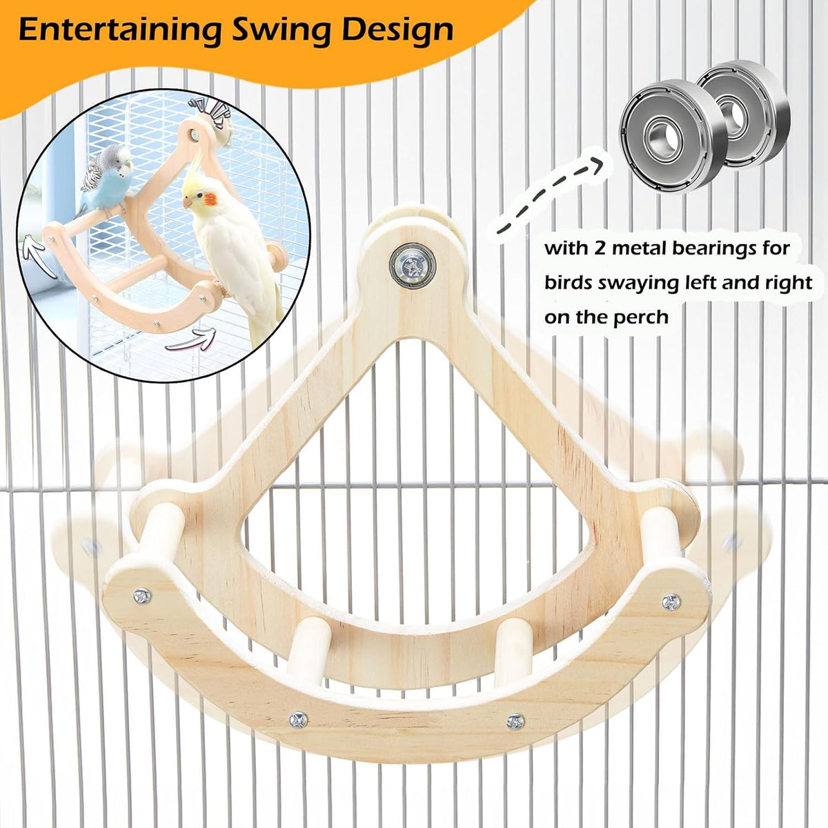Jevnd bird toy showing built in metal bearing mechanism