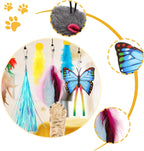 QUOZUO plush mice and butterfly teaser wand attachments flat lay