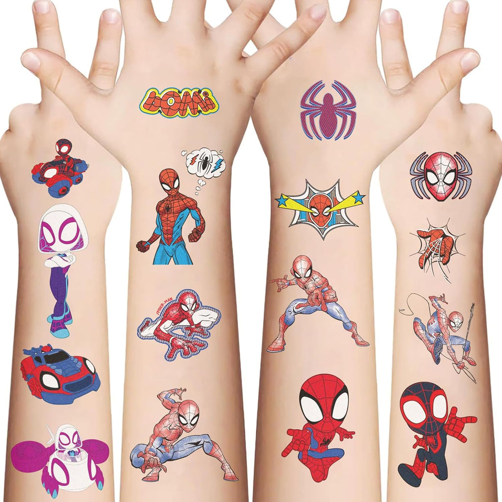 Xyll Spiderman temporary tattoos 10 sheets set front view