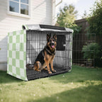 Premium imported dog crate privacy blind showing adjustable ventilation flap.