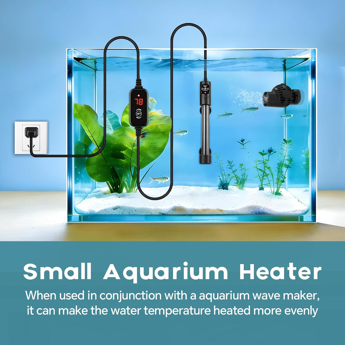 Close up of digital temperature controller for Hygger aquarium heater