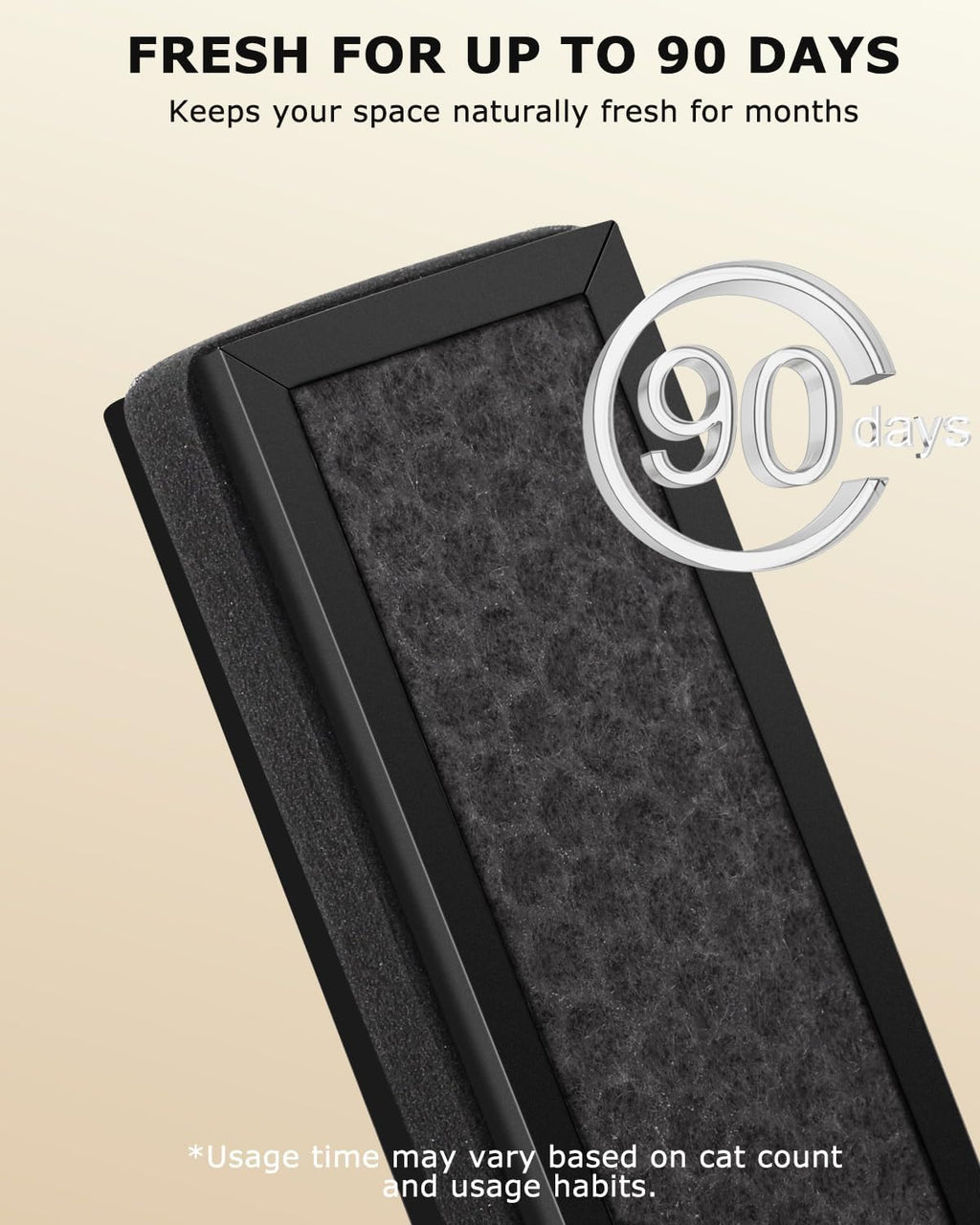 High efficiency pet litter box deodorizer air purification accessory displayed from an angled side perspective.