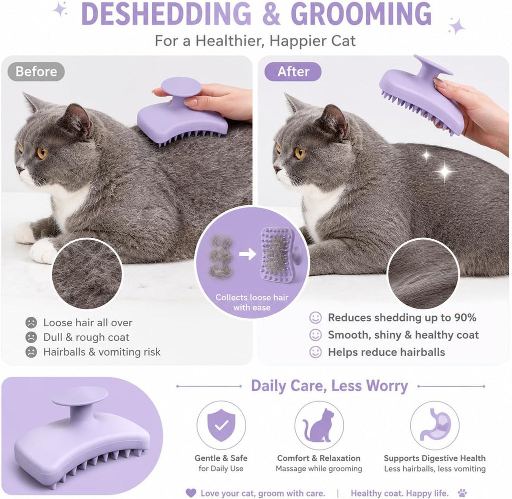 Handheld violet silicone scrubber for pet shampooing