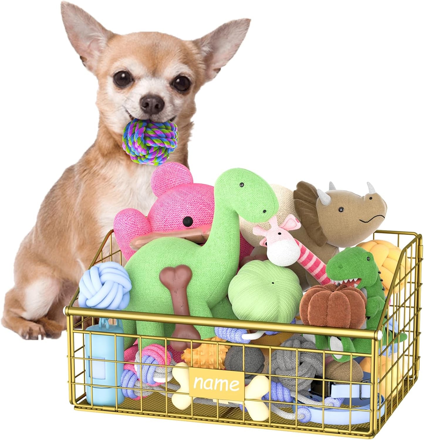 Kaiferty Indestructible Dog Toy basket, Medium Toy Box for Dogs,Pet Toy Bin Dog Metal Basket for Toys, Toy Storage Organizer, Toy Box for Living Room Area (Black) - Image 11