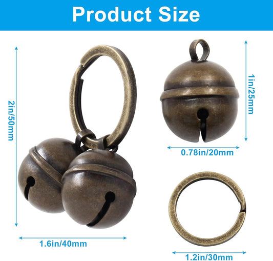 Waziaqoc loud pet collar bells attached to a durable circular quick clip for cat tracking.