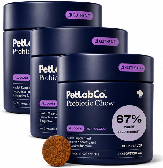 PetLab Co Probiotics for Dogs pork flavor value 3 pack front view