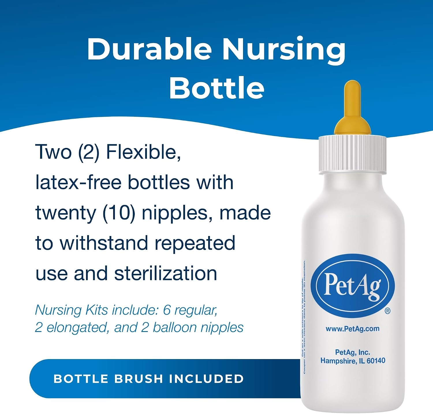 Two 2 ounce Petag nursing bottles with caps