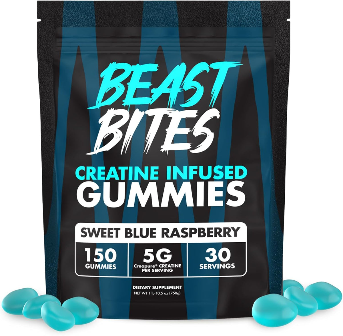Beast Bites creatine monohydrate gummies front view pouch