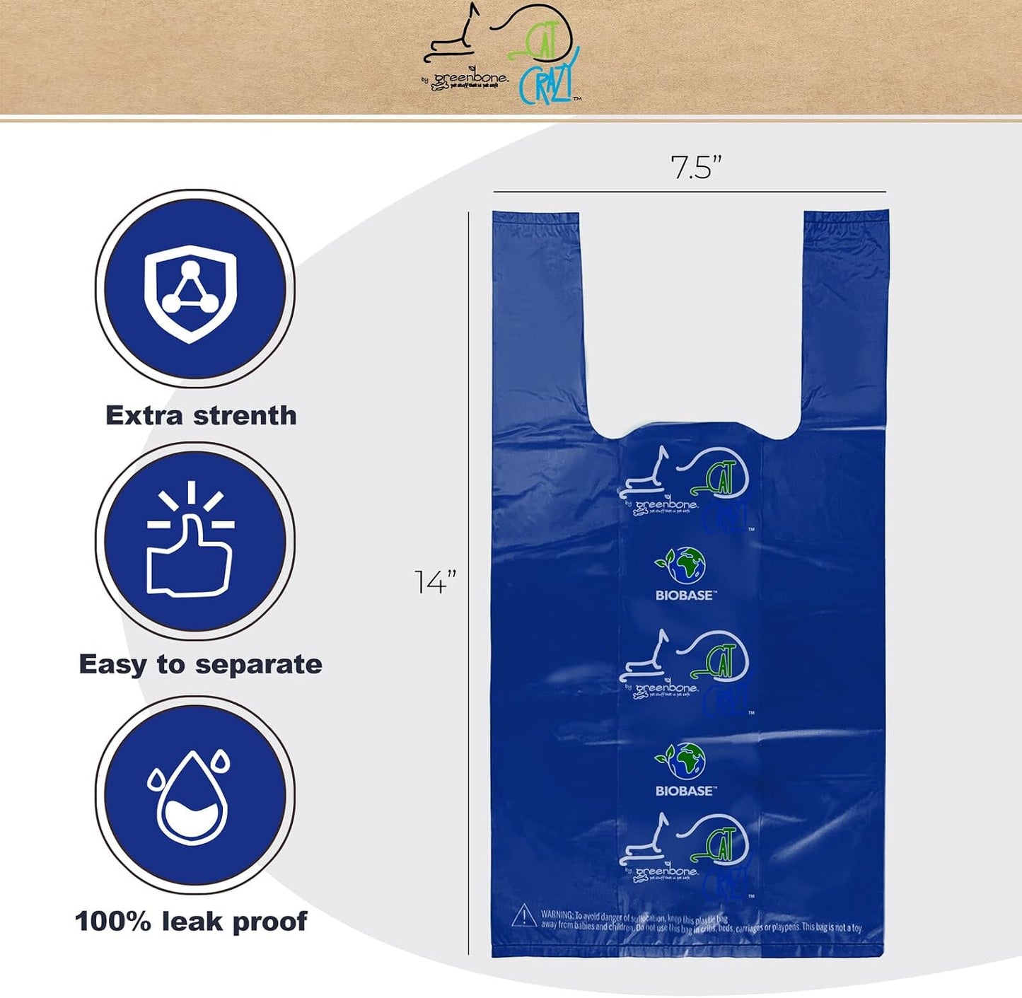 Greenbone 100 count pet waste bags for litter boxes