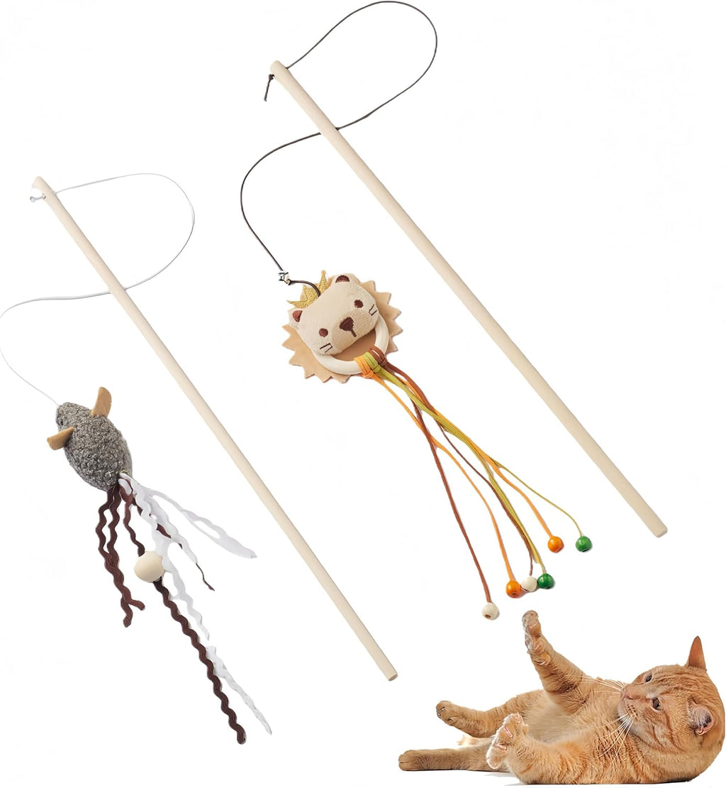 NOWFRESH Cat Wand Toy Set, 2 PCS Interactive Cat Teaser Wands with Cute Bee & Mouse Designs, Equipped with Bells and Streamers to Captivate Your Cat's Attention - Image 9