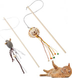 NOWFRESH Cat Wand Toy Set, 2 PCS Interactive Cat Teaser Wands with Cute Bee & Mouse Designs, Equipped with Bells and Streamers to Captivate Your Cat's Attention - Image 9