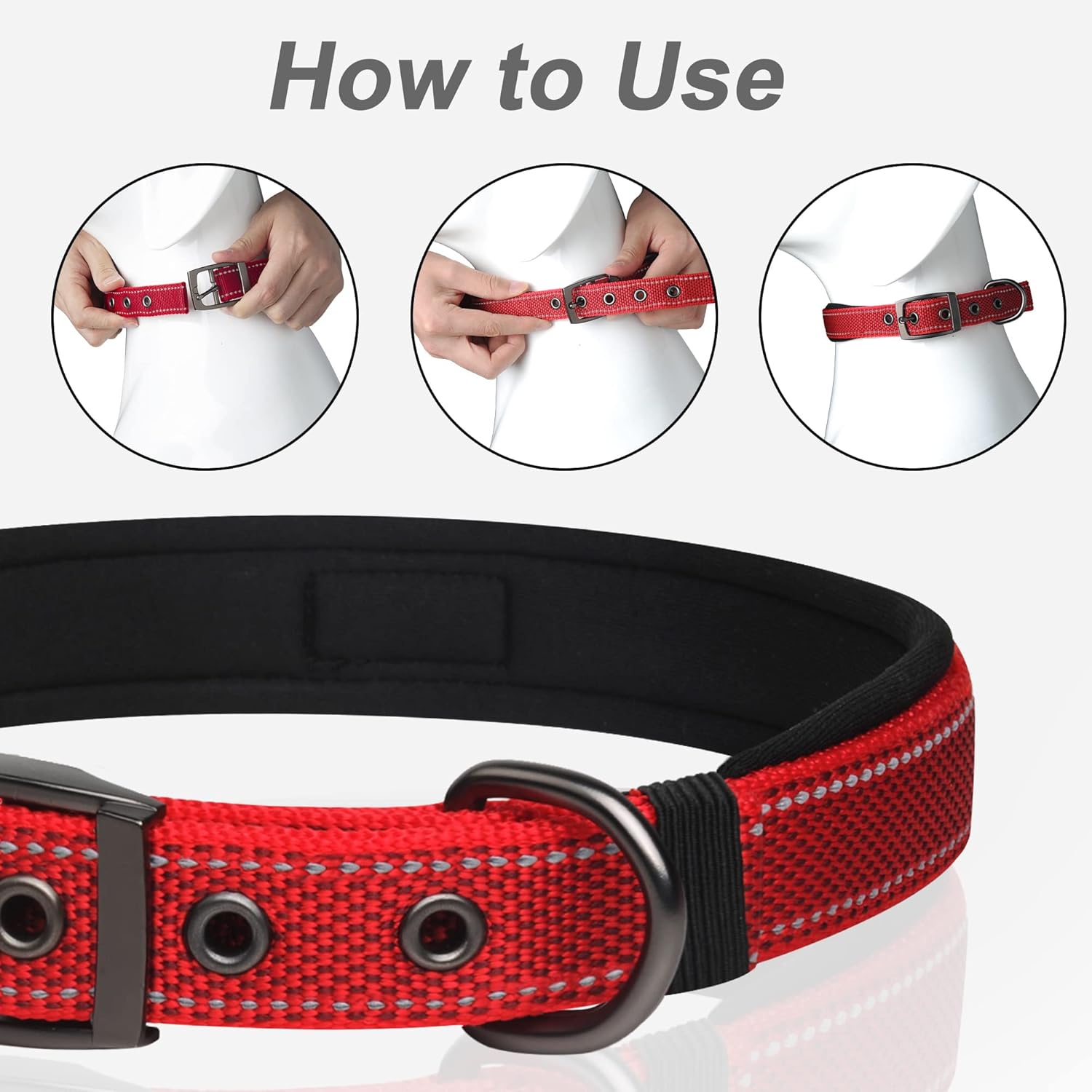 Side profile of PetiFine dog collar with hardware