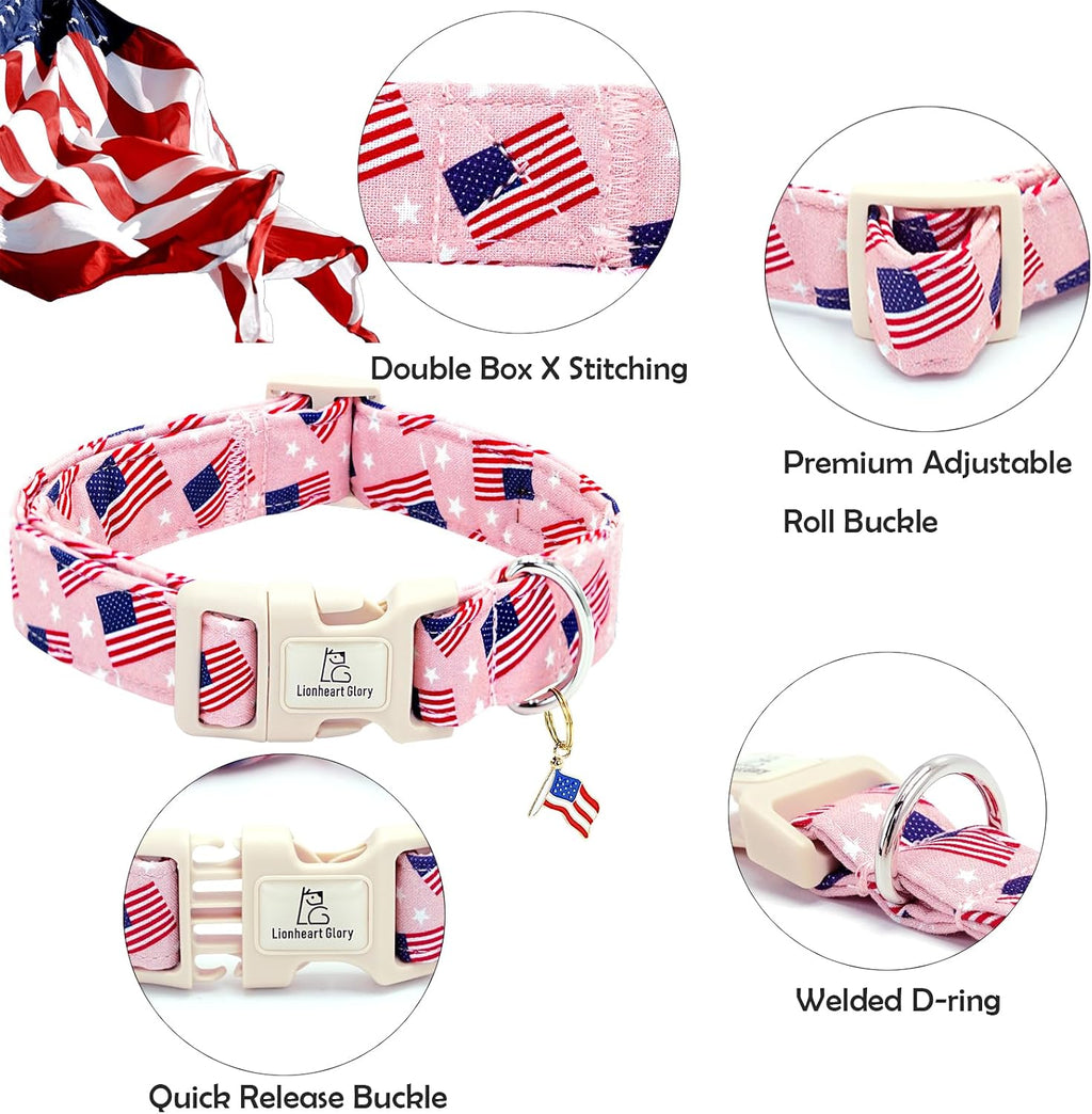 Close up of patriotic dog collar cotton texture