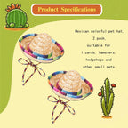 Two pieces of colorful miniature Mexican straw hats for small pets