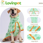 LovinPet 3in1 Dog Warm Winter Coat & Bathrobe, Hooded Dinosaur Fleece, Lightweight HighLoft, Absorbent Knit, Quiet HookandLoop, WindBlocking Edges, Dog Robes for Medium & Large Dogs, Green,M - Image 9