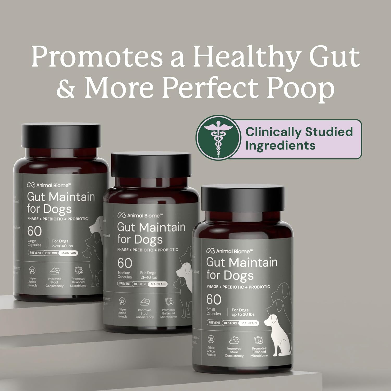 Close up of AnimalBiome dog probiotic capsules