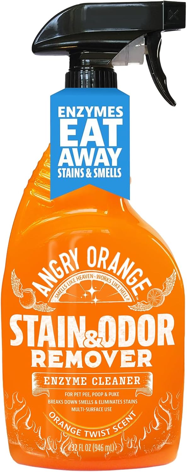 Angry Orange enzyme pet stain remover 32 fluid ounce bottle front view