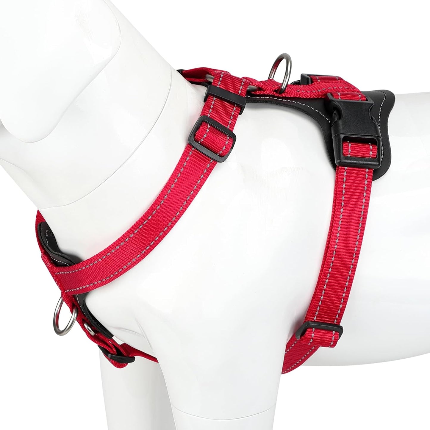 Plutus Pet Adjustable No Pull Dog Harness with Leather Accents, Heavy Duty Reflective Nylon Vest for Training, Hiking, Easy Walk Harness for Small, Medium, Large Dogs (Purple, L) - Image 11