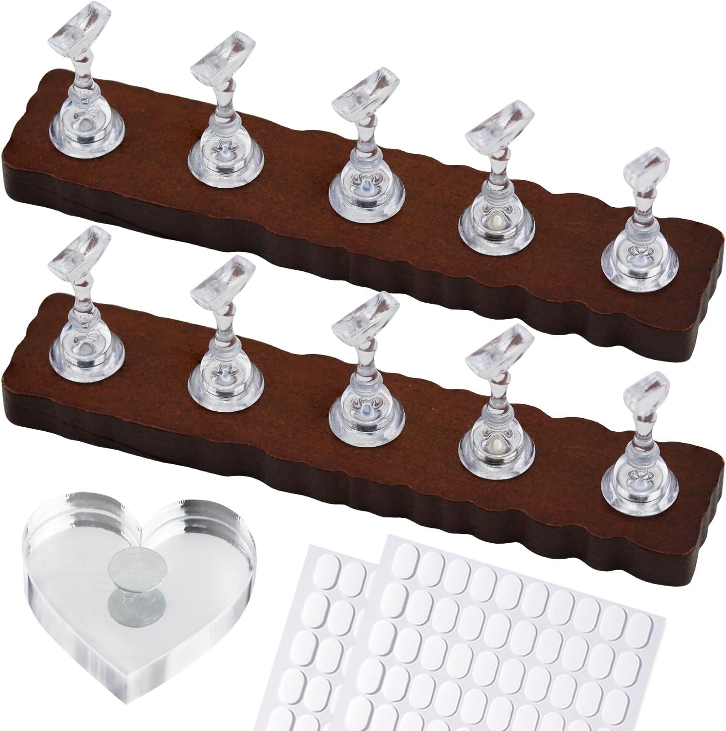 Esuohym magnetic nail art practice stand set with walnut bases
