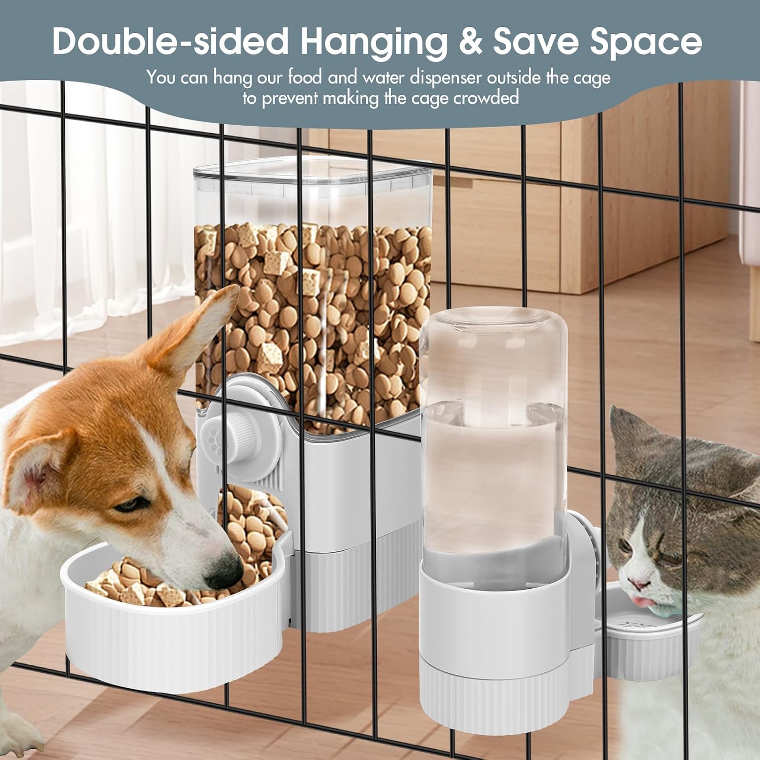 Kennel feeding station 1.2 Liter food hopper and 0.52 Liter waterer