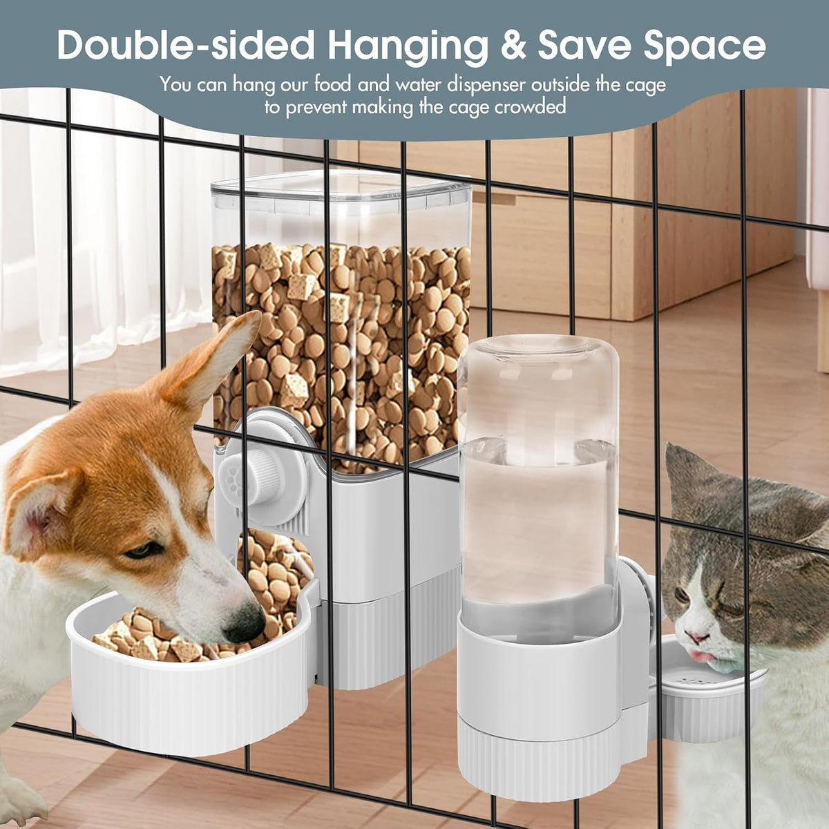 Kennel feeding station 1.2 Liter food hopper and 0.52 Liter waterer