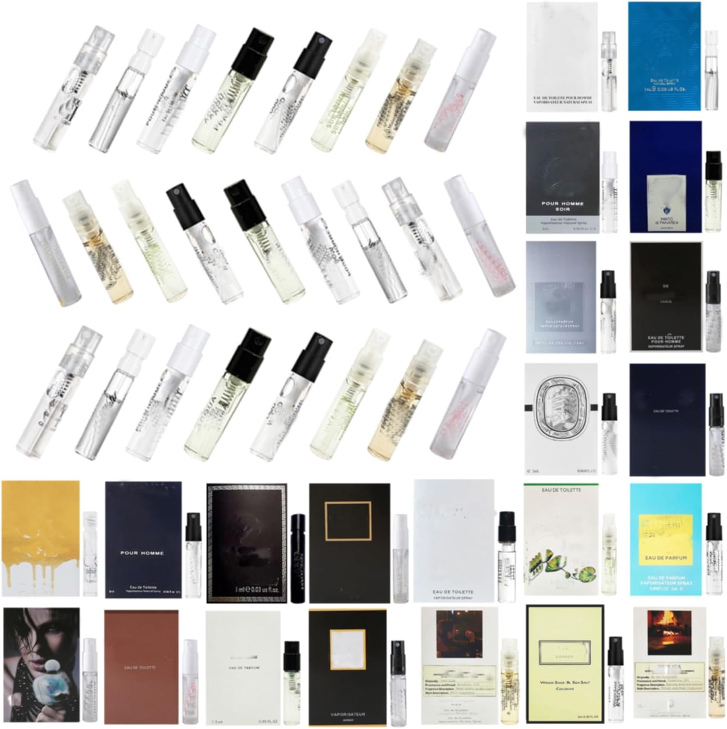 Dirstic men's cologne fragrance designer perfume sampler set 22 piece front view