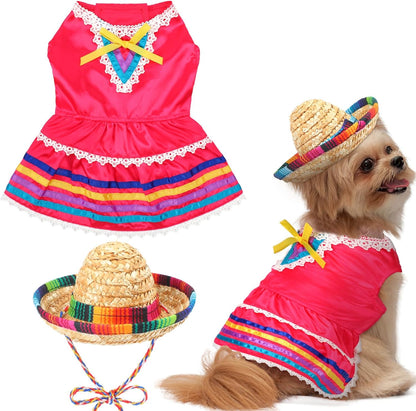 Mariachi Mexican Costume for Dog Mexican Dog Dress and Sombrero for Chihuahua Puppy Cat Cinco De Mayo Mexico Independence Day Themed Party Pet Outfits(S,Style3,Classic) - Image 14