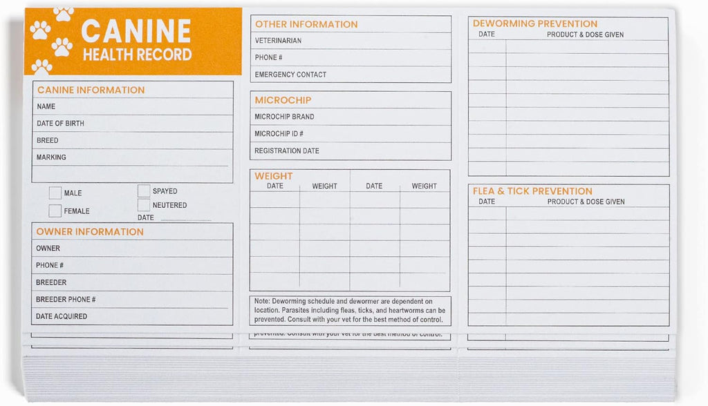 Good Harbor 6x4 inch pet health tracker card stock material close up