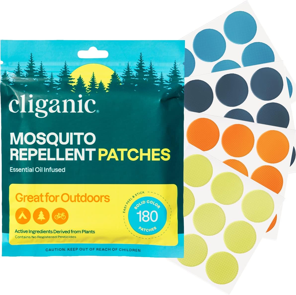 Cliganic Mosquito Repellent Stickers 180 pack resealable bag for outdoor bug protection