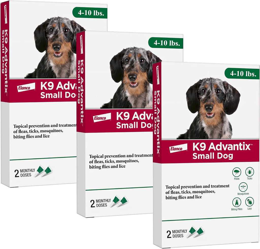 K9 Advantix small dog monthly treatment applicator tubes close up