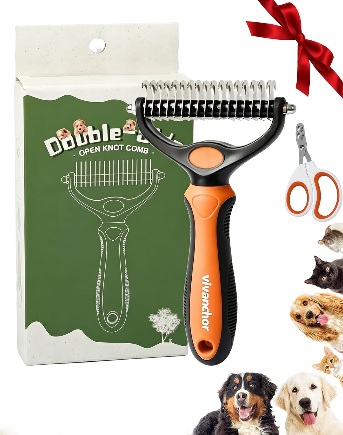 Pet Deshedding Brush for Dogs Cats, 2-in-1 Pet Grooming Tool with Stainless Steel Teeth & Non-slip Handle, Dual-Head Dematting for Removing Loose Hair, Tangles (Blue A) - Image 9
