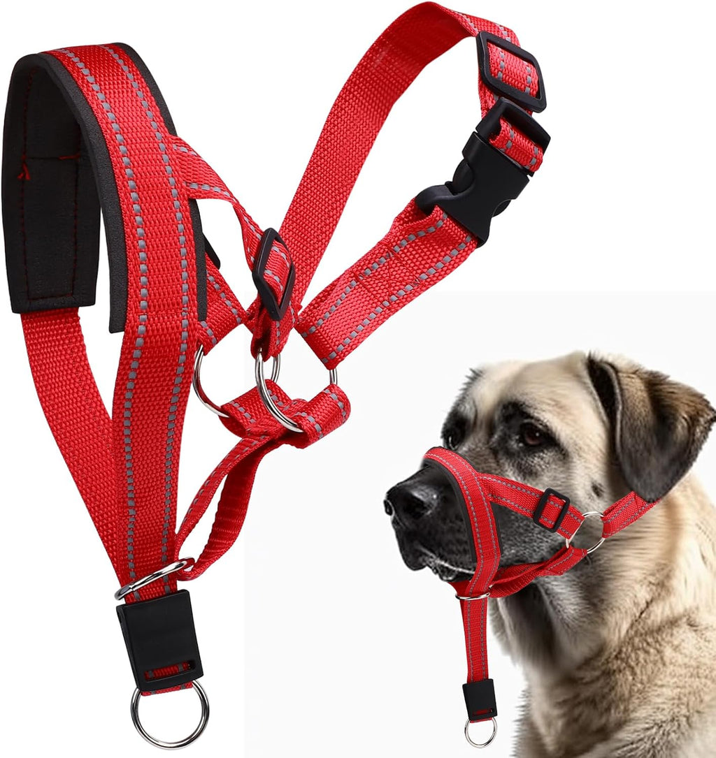 Packaging contents of the Rosvola dog head collar training system in large black size.