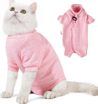 Dotoner long sleeve pet recovery garment laid flat showing the overall construction of the protective surgical suit.