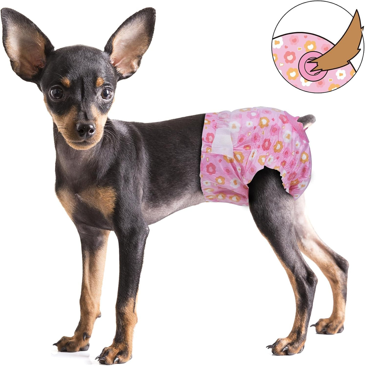 Pet Soft Dog Diapers Female, Disposable Female Dog Diaper, Doggie Diapers for Cat Puppy with Adjustable Foam Tail Hole(Pink,12S) - Image 9