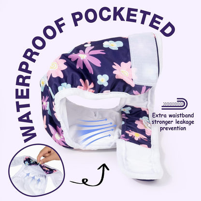External magic tape closure mechanism on Pet Soft washable puppy diapers.
