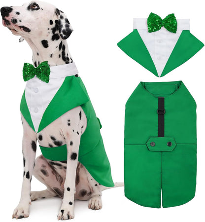 Kuoser Independence Day Dog Tuxedo Dog Suit and Bandana Set, 4Th of July Dog Costume American Flag Dog Outfit with Bow Tie for Large Medium Small Dogs Golden Retriever Samo Bulldogs, L - Image 9