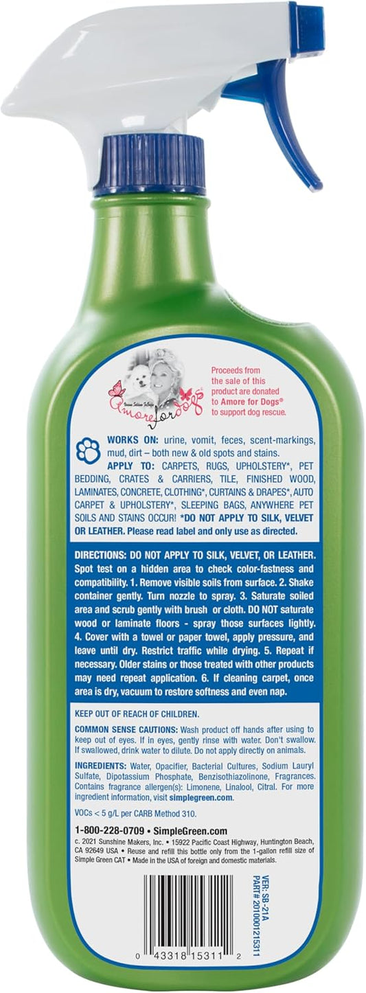 Simple Green enzymatic cat urine cleaner trigger spray bottle angle view