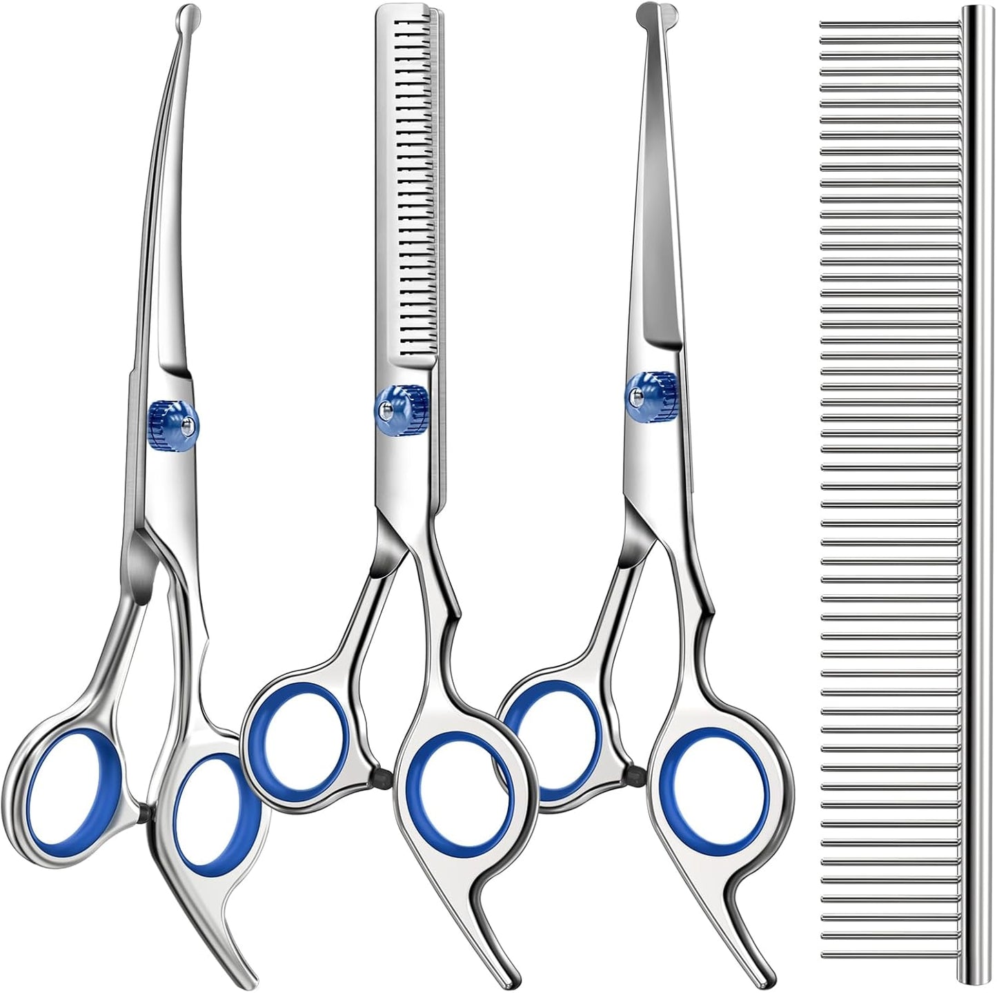 Agirav Professional 4-in-1 Pet Grooming Scissors Kit front view