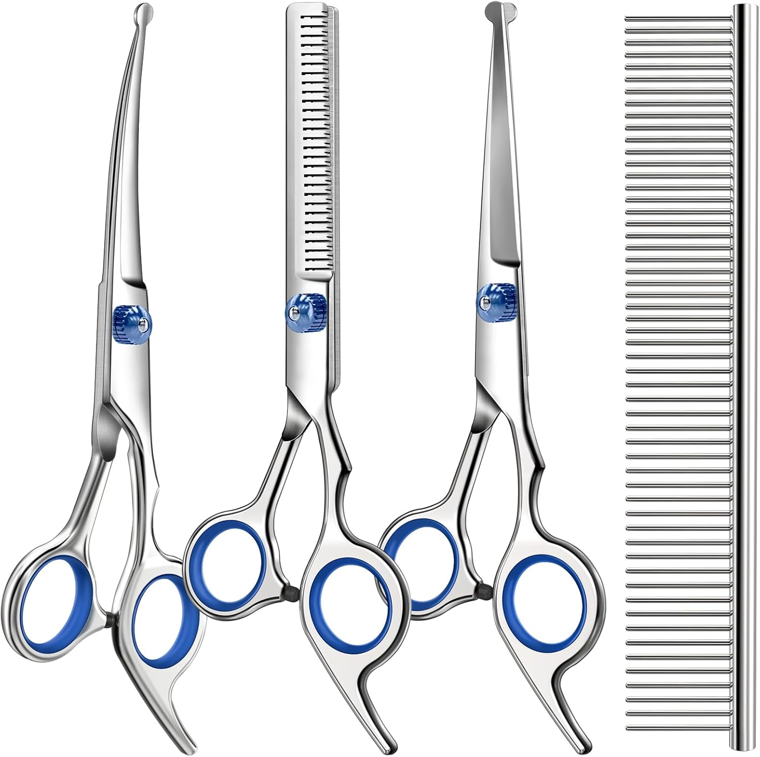 Agirav Professional 4-in-1 Pet Grooming Scissors Kit front view