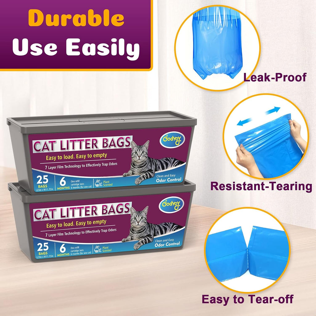 Godyoy 7-layer odor control cat waste replacement bags roll close up