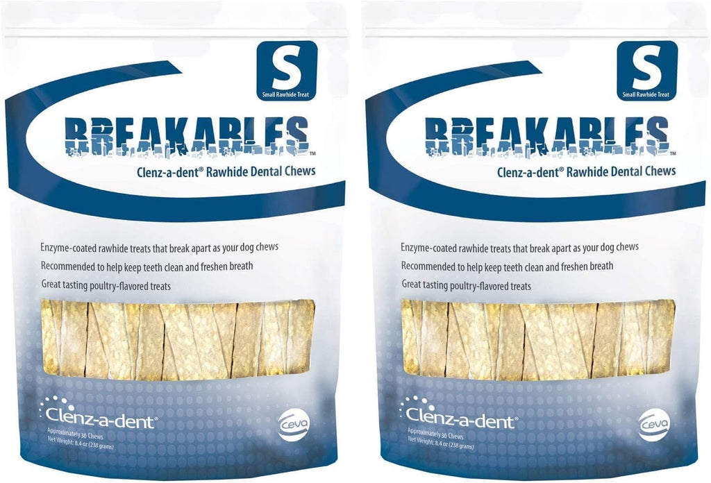 Close up look at poultry flavored dual enzyme coated break apart dog dental treats for small breeds