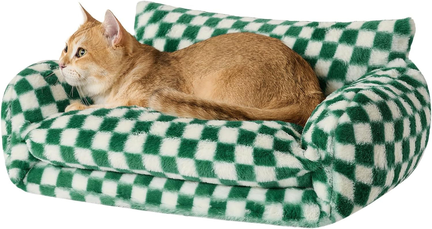 Hollypet Cat Bed Fluffy Plush Multifunctional Double-Layer Machine Washable Soft Warming Kitty Pet Couch Orthopedic Nest Beds for Small Cats Kitten and Dogs up to 13lbs, Khaki(21x15x8 inch) - Image 13