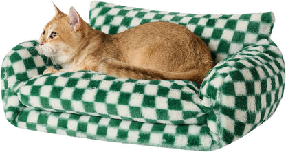 Hollypet Cat Bed Fluffy Plush Multifunctional Double-Layer Machine Washable Soft Warming Kitty Pet Couch Orthopedic Nest Beds for Small Cats Kitten and Dogs up to 13lbs, Khaki(21x15x8 inch) - Image 13