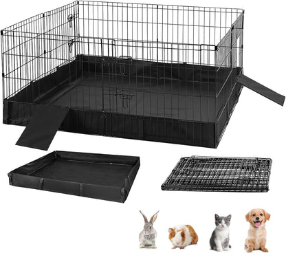 GUTINNEEN Rabbit Pet Playpen Guinea Pig Cage with Waterproof PVC Bottom Liner, Triple Fixing Cage for Rabbit, Guinea Pigs, Bunny, Hedgehog, Small Animal Indoor Playpen, 48''L x 48''W x 24''H - Image 1