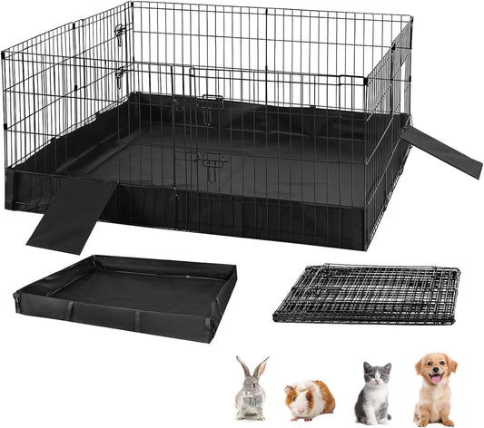 GUTINNEEN Rabbit Pet Playpen Guinea Pig Cage with Waterproof PVC Bottom Liner, Triple Fixing Cage for Rabbit, Guinea Pigs, Bunny, Hedgehog, Small Animal Indoor Playpen, 48''L x 48''W x 24''H - Image 1
