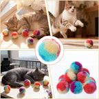 Pack of colorful Xinjoduz interactive pet balls highlighting the bite resistant design for small cats.