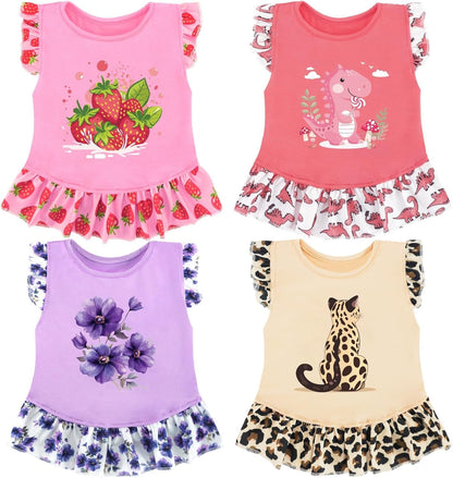 XPUDAC 4 Pack Pet Dog Dress Dog Clothes Girl Puppy Shirt Yorkie Clothes Cute Doggie Dress Pet Apparel for Small Dogs and Cats (Pink Angel, Small(4.5-8lbs)) - Image 10