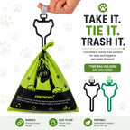 Demonstration of the thick tear resistant material of the nine by thirteen inch waste bag.